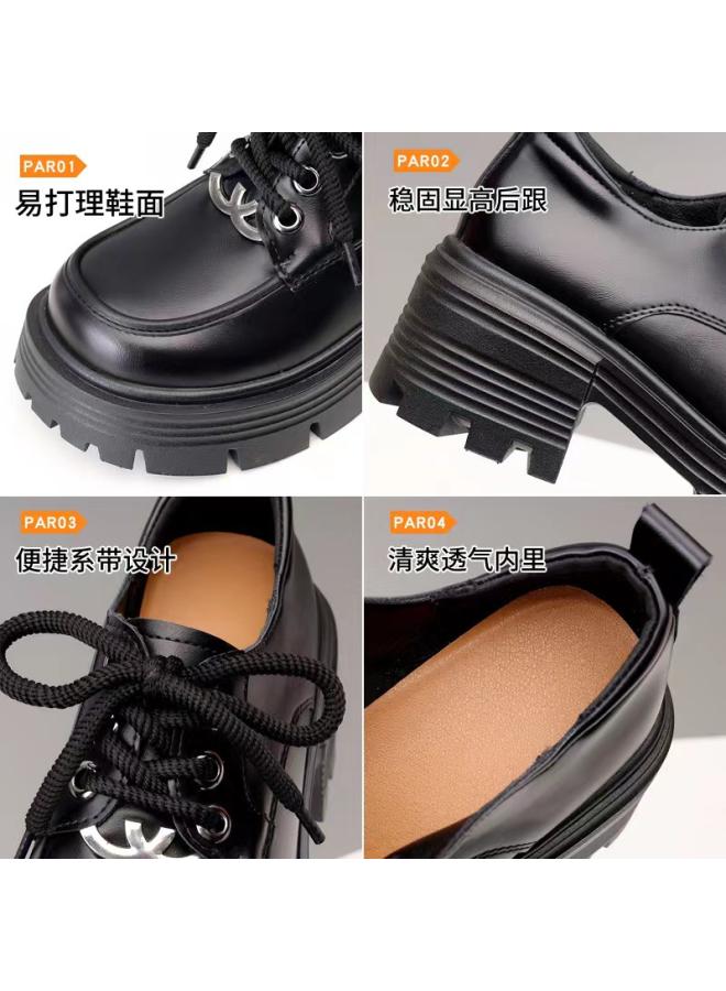 SHAKA Women'S Thick-Soled Loafers Retro Spring New All-Match British-Style Lace-Up Round Toe Fashionable Small Leather Shoes For In Stock - Image 4