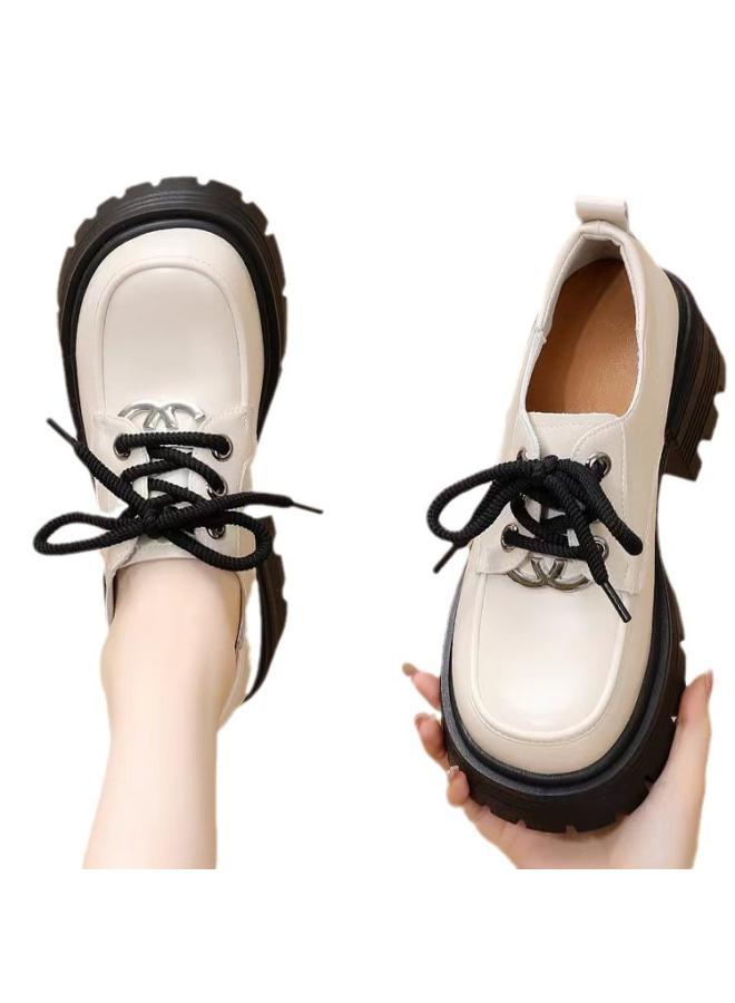 SHAKA Women'S Thick-Soled Loafers Retro Spring New All-Match British-Style Lace-Up Round Toe Fashionable Small Leather Shoes For In Stock - Image 5