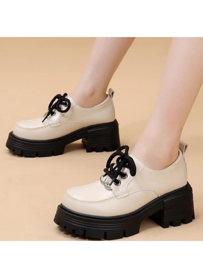 SHAKA Women'S Thick-Soled Loafers Retro Spring New All-Match British-Style Lace-Up Round Toe Fashionable Small Leather Shoes For In Stock - Image 3