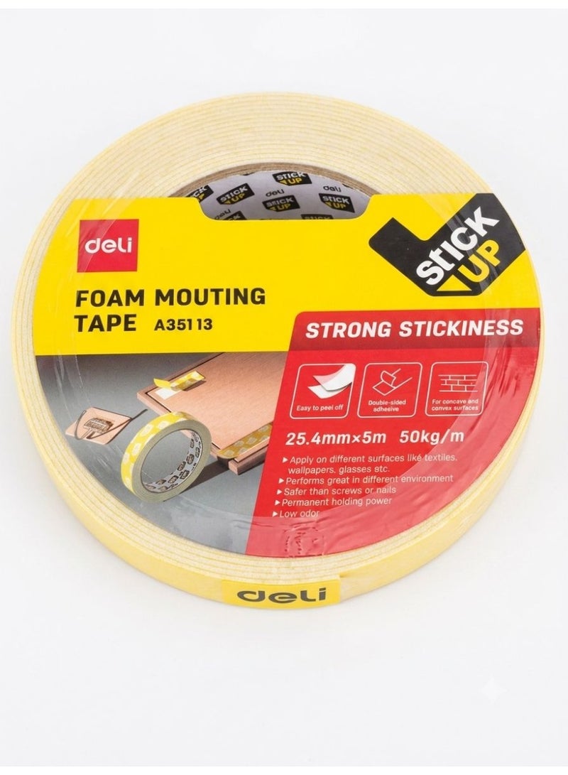 ديلي Deli Mounting Double Sided Tape, 5 Meter Length X 25 mm Width - Image 3