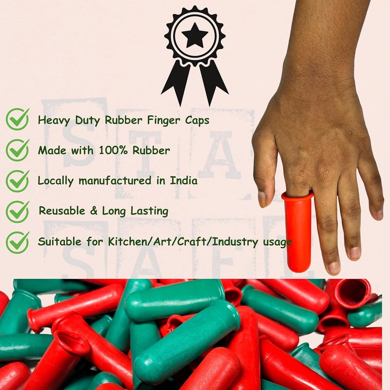 Heavy Duty Rubber Finger Caps for Cutting Vegetables (Red & Green) | Silicon Finger Caps | Free Size | Long Lasting & Reusable | Free Size (10) - Image 5