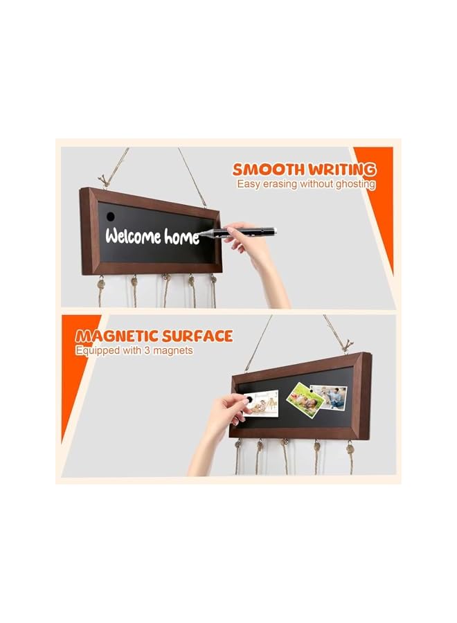 The Bros Picture Frames Collage Photo Hanging Display Picture Board Wood Rustic Frames for Wall Decor and Dorm Room Decor with Blackboard and 30 Clips - Image 5