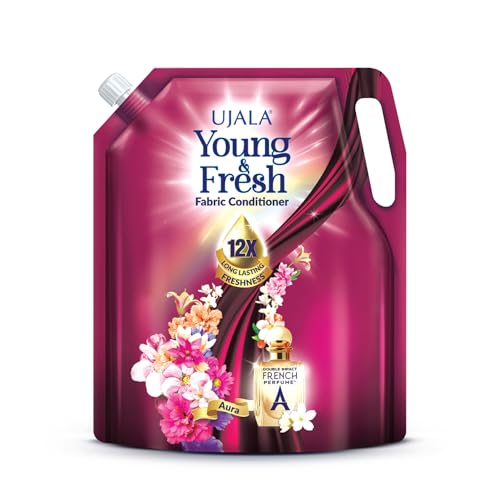 UJALA Young & Fresh Fabric Conditioner - 2L Pouch [ Aura ] | After Wash Fabric Conditioner with Long-Lasting Fragrance | Powered with French Perfume | Suitable for Bucket Wash and Machine Wash,Liquid - Image 1