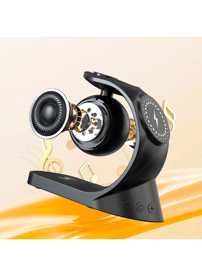 ريبنيو مكبر صوت بلوتوث 5 في 1، شاحن لاسلكي مغناطيسي، شحن سريع 15 واط، مناسب للساعات وسماعات الأذن والهواتف المحمولة، أسود - Image 5