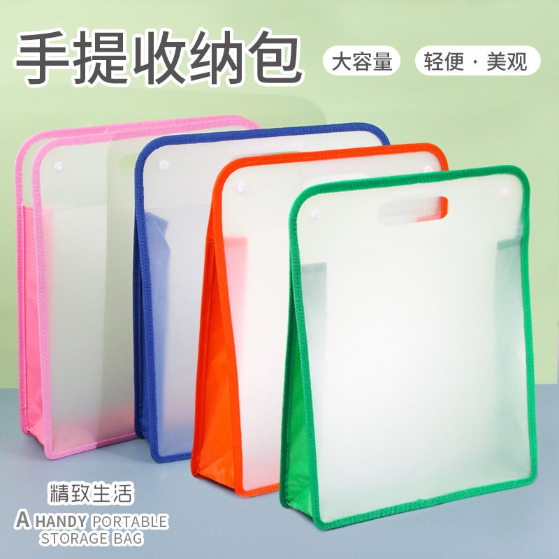 Waterproof Handbag Transparent Frosted Portable Organ Bag Test Paper Book Storage Bag Folder Portable Briefcase - Image 2