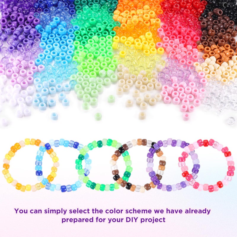 Funtopia Pony Beads Bulk, 3400pcs+ Kandi Beads for Bracelets, Funtopia 36 Colors Plastic Bead for Craft, Rainbow Hair Bead for Braids, for DIY Craft Projects and Jewelry Making (6x9mm) - Image 4