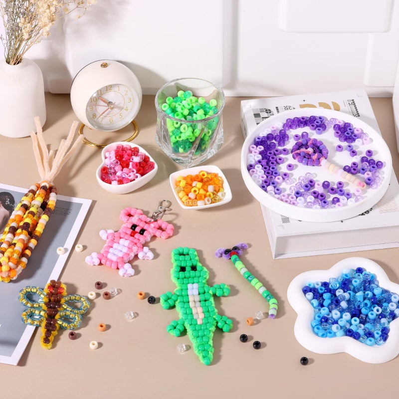 Funtopia Pony Beads Bulk, 3400pcs+ Kandi Beads for Bracelets, Funtopia 36 Colors Plastic Bead for Craft, Rainbow Hair Bead for Braids, for DIY Craft Projects and Jewelry Making (6x9mm) - Image 2