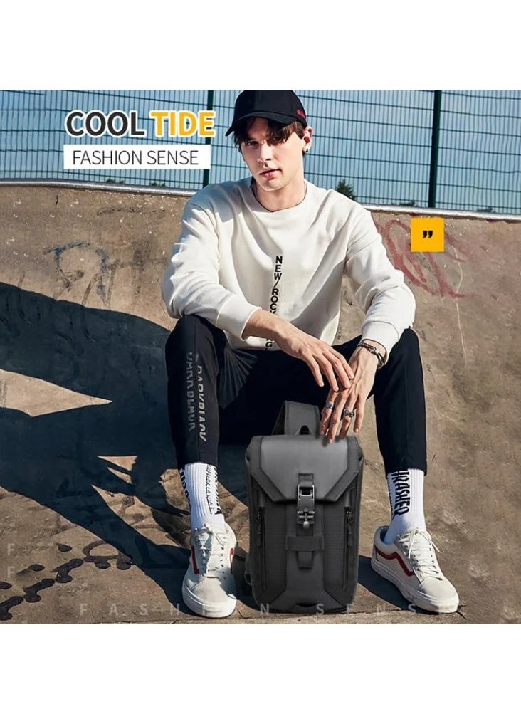 OZUKO - Ozuko Outdoor Multifunctional Sling Bag ,Backpack ,Shoulder ,Chest ,Daypack and Crossbody with External USB Charging Port Fabric Oxford Water Resistant 34*10*20 CM - Orange - Image 1
