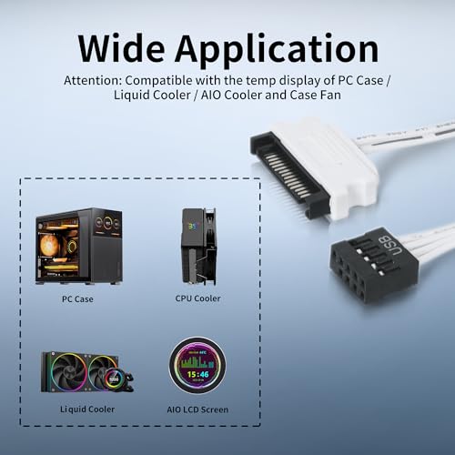 PANO-MOUNTS Internal USB Hub Magnetic Motherboard 9-Pin Splitter Header 1 to 4 Ports with SATA Power Cable for Liquid Cooler PC Case Screen and More White - Image 2