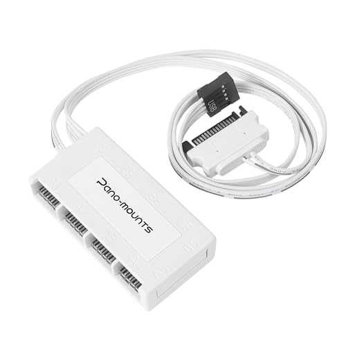 PANO-MOUNTS Internal USB Hub Magnetic Motherboard 9-Pin Splitter Header 1 to 4 Ports with SATA Power Cable for Liquid Cooler PC Case Screen and More White - Image 4
