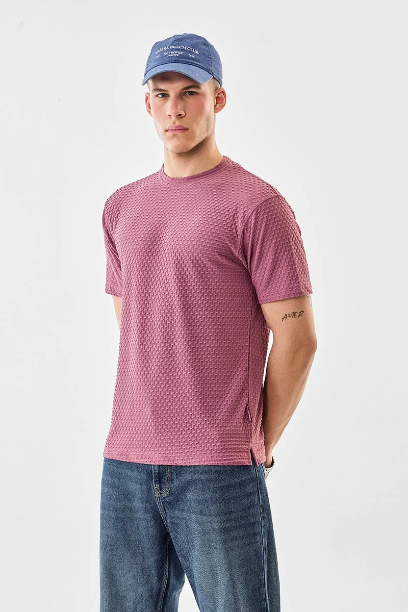 SNITCH Textured Stretch Regular Fit T-Shirt