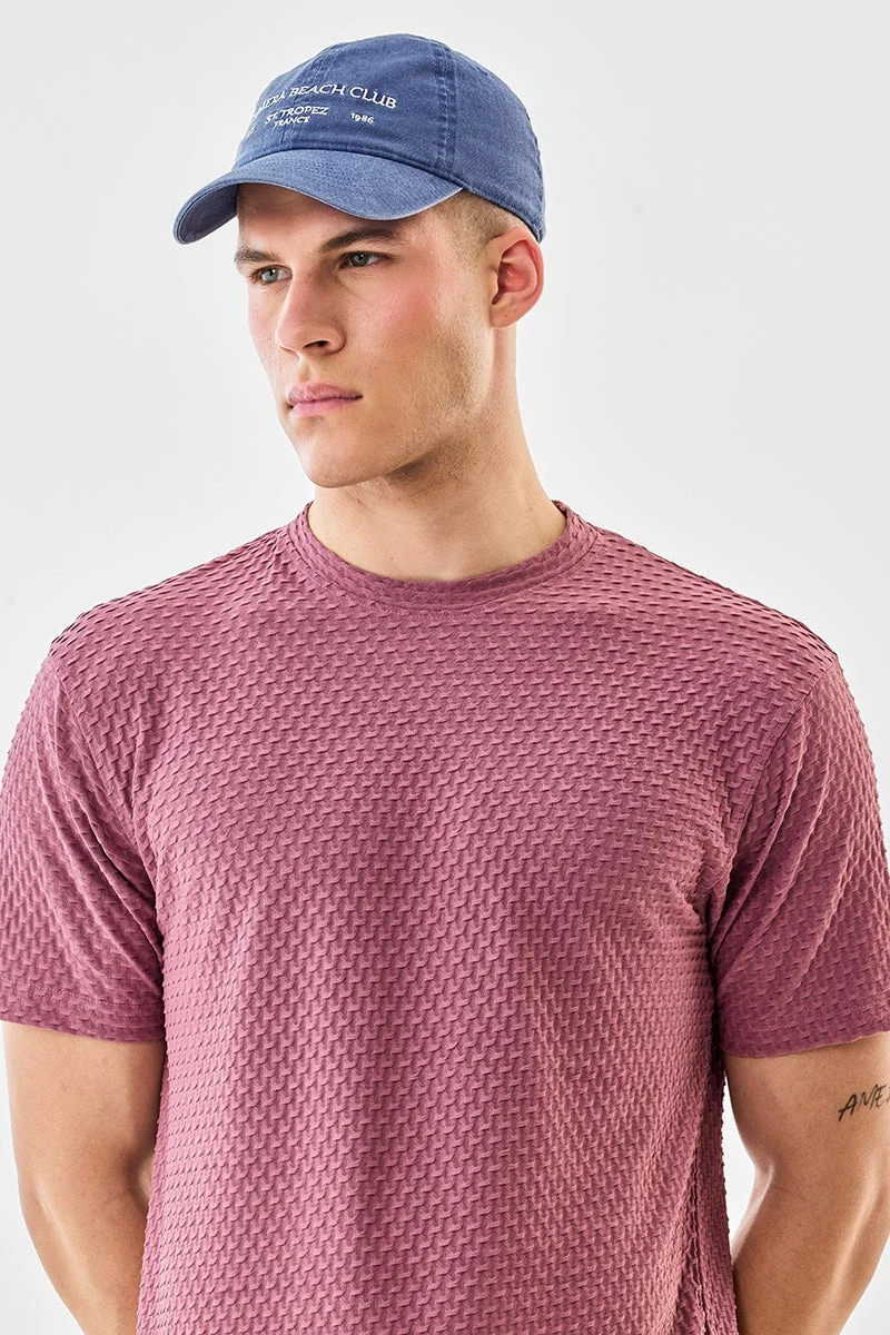 SNITCH Textured Stretch Regular Fit T-Shirt