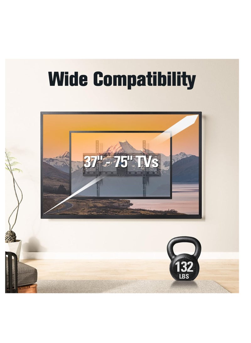 Mounting Dream TV Wall Mount for Most 37-75 Inch TVs, Universal Tilt TV Mount Fit 16", 18", 24" Stud with Loading Capacity 132lbs, Max Vesa 600 x 400mm, Low Profile Flat Wall Mount TV Bracket - Image 5