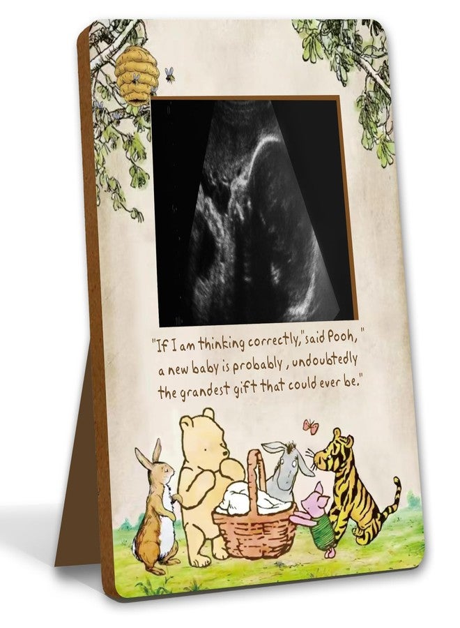 Unbala Winnie Baby Shower Decorations Ultrasound Picture Frame Wooden Pregnancy Milestone Sign Keepsake Gifts For Gender Reveal - Image 1