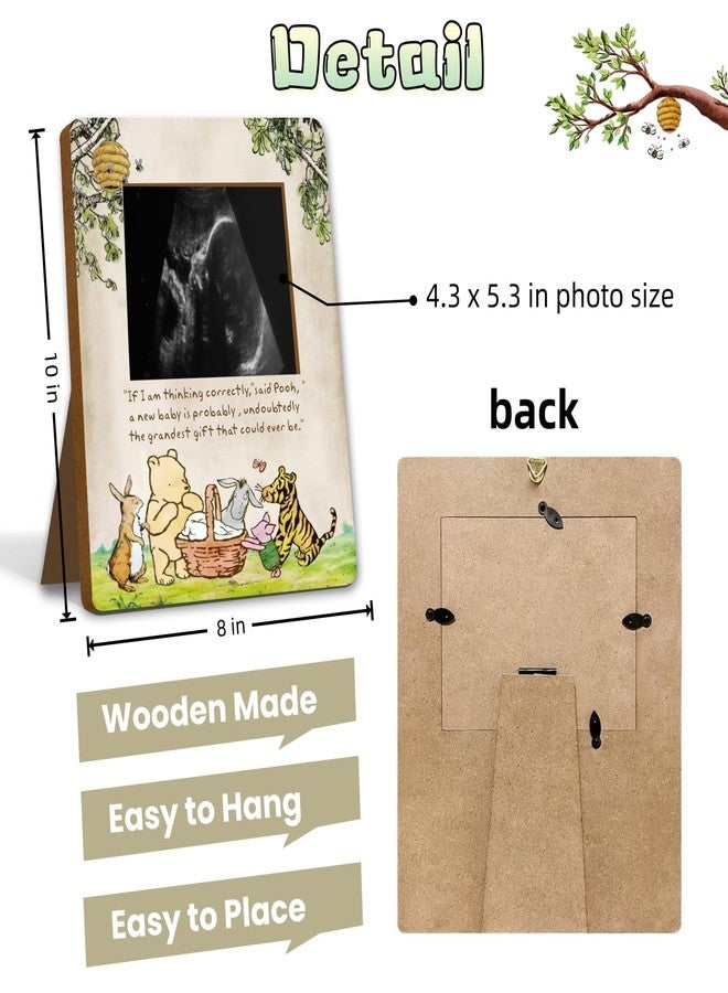 Unbala Winnie Baby Shower Decorations Ultrasound Picture Frame Wooden Pregnancy Milestone Sign Keepsake Gifts For Gender Reveal - Image 2