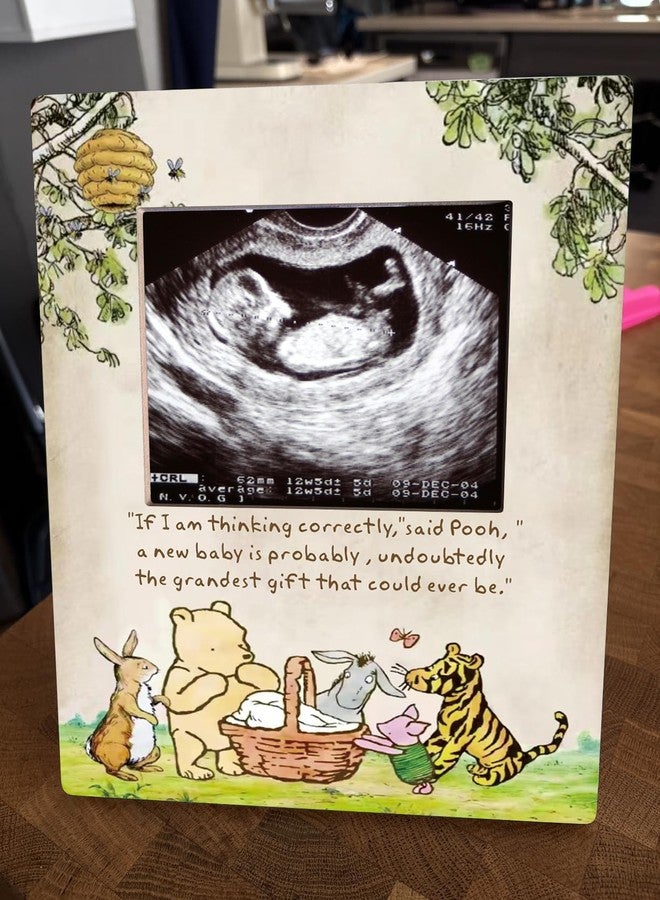 Unbala Winnie Baby Shower Decorations Ultrasound Picture Frame Wooden Pregnancy Milestone Sign Keepsake Gifts For Gender Reveal - Image 4