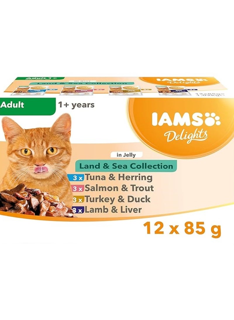 Iams - Delights Complete Wet Cat Food Land & Sea Collection 85G X 12 - Image 1