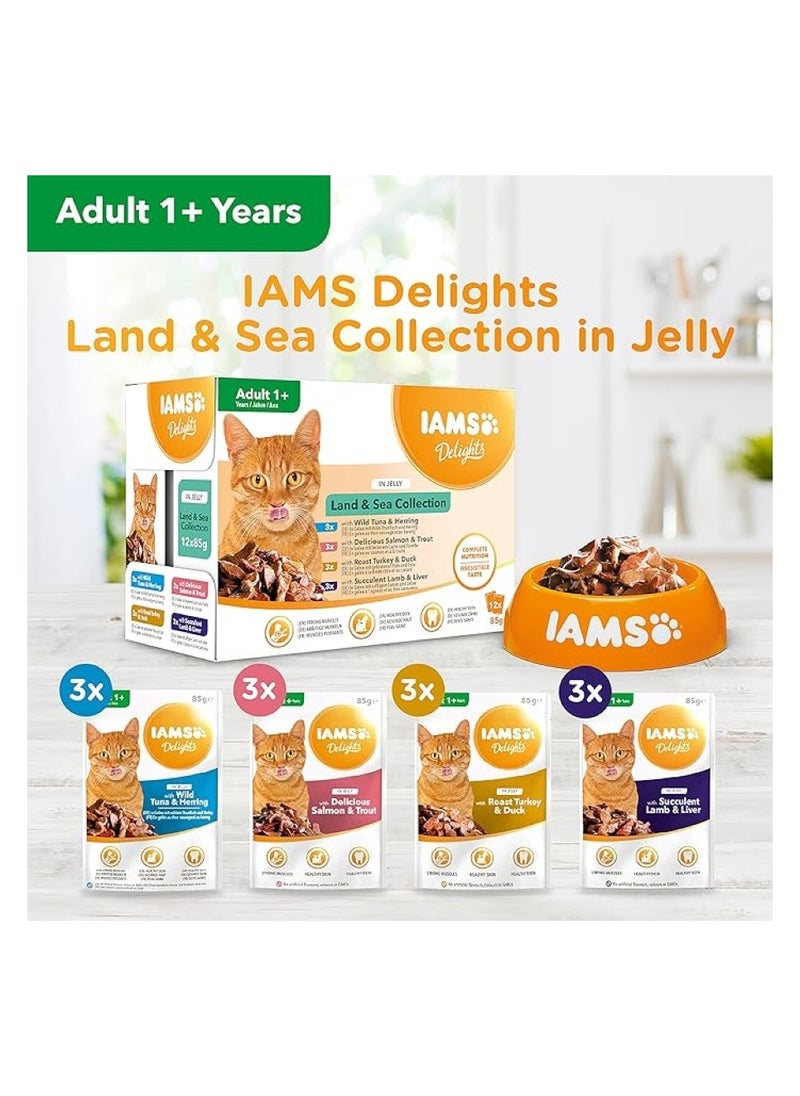 Iams - Delights Complete Wet Cat Food Land & Sea Collection 85G X 12 - Image 1