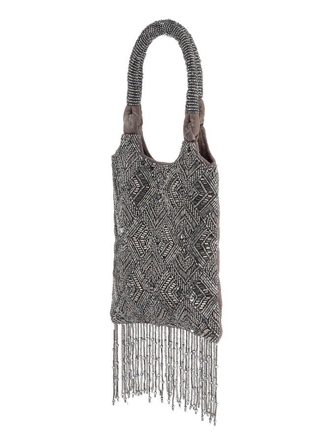 VOYLLA Midnight Grace Beaded Tassel Handbag For Women,Party,Wedding,Festive,Gift For Women & Girls - Image 5
