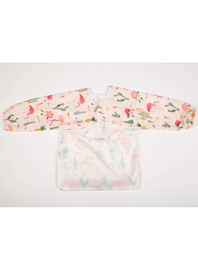 Sigzagor Sigzagor Baby Bib Sleeved Shirt with Pocket 1-3 Years Old Toddler Painting for Girls (Flamingo Cactus) - Image 3