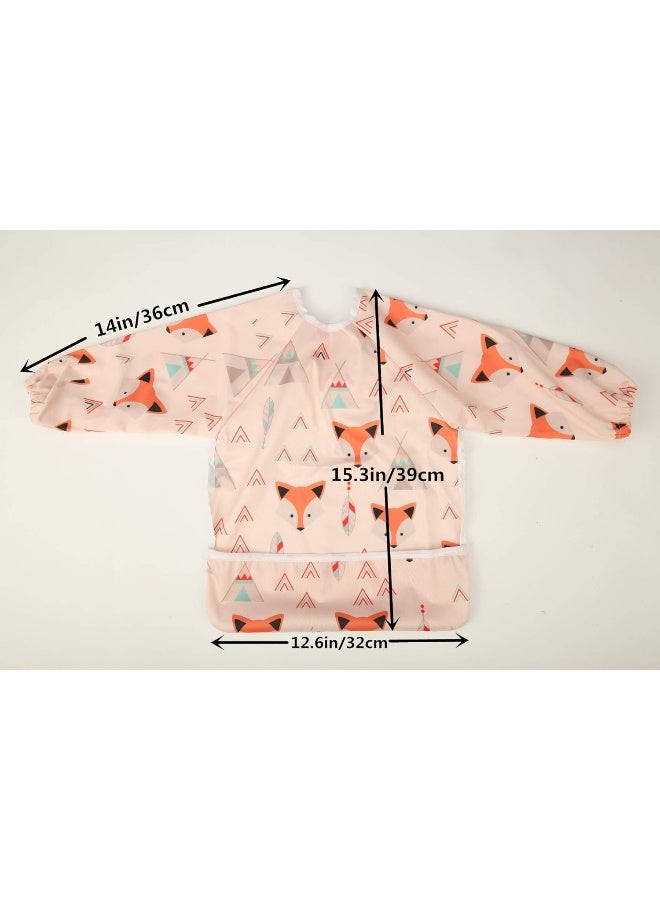 Sigzagor Sigzagor Baby Bib Sleeved Shirt with Pocket 1-3 Years Old Toddler Painting for Girls (Flamingo Cactus) - Image 4