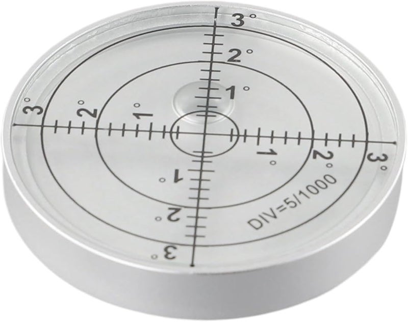 مستوى الفقاعة الأفقي من الفولاذ المقاوم للصدأ 60 مم قطر أداة التسوية الدائرية باللونين الأسود والفضي - Image 3