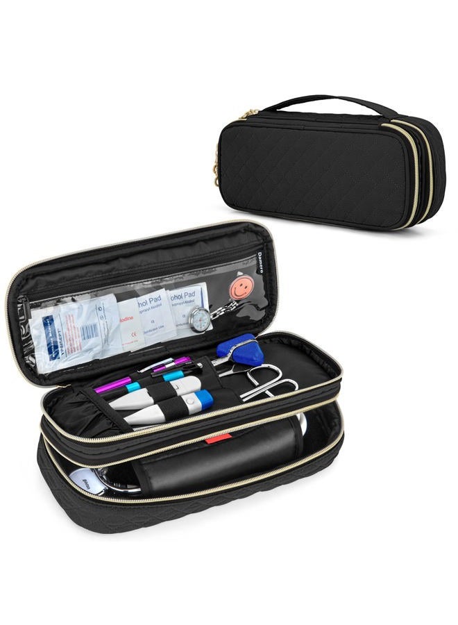 Damero Double Layer Stethoscope Case Compatible with 3M Littmann/ADC/Omron Stethoscope, Stethoscope Carrying Case Travel Bag for Nurse Accessories, Black - Image 1