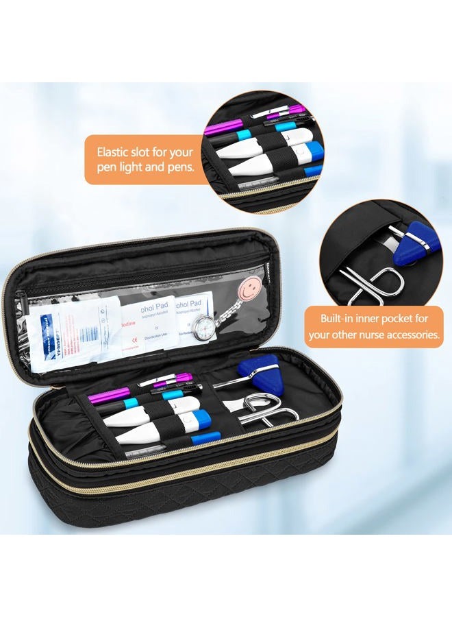 Damero Double Layer Stethoscope Case Compatible with 3M Littmann/ADC/Omron Stethoscope, Stethoscope Carrying Case Travel Bag for Nurse Accessories, Black - Image 3