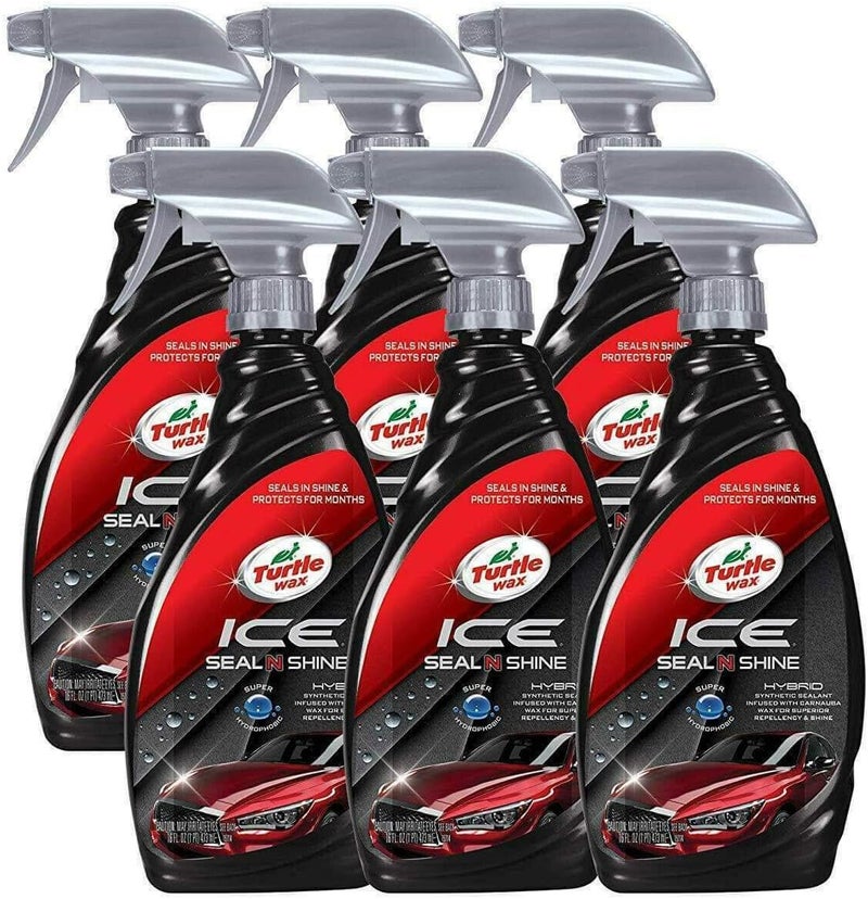 TurtleWax ICE Seal N Shine, Car Wax Sealant, High Gloss Shine, Insane Water Beading and Durable Paint Protection, Carnauba Wax Infused, For Paint, Wheels, Glass, Plastics and More, 16oz (Pack of 6) - Image 1