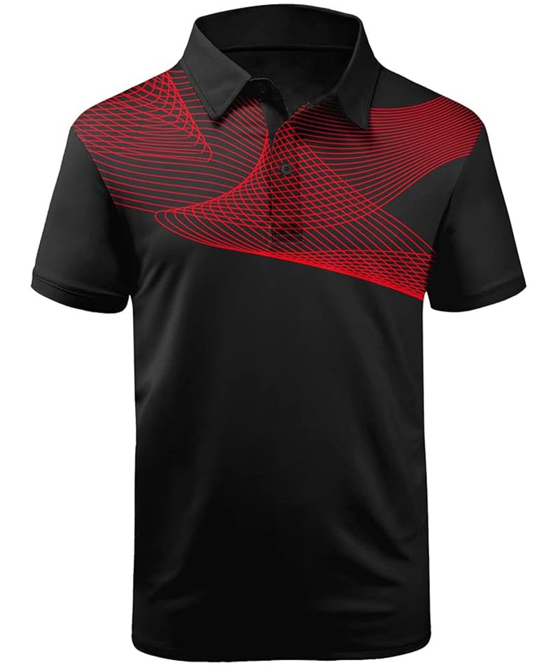 ZITY Golf Polo Shirts for Men Short Sleeve Athletic Tennis T-Shirt Red L - Image 1