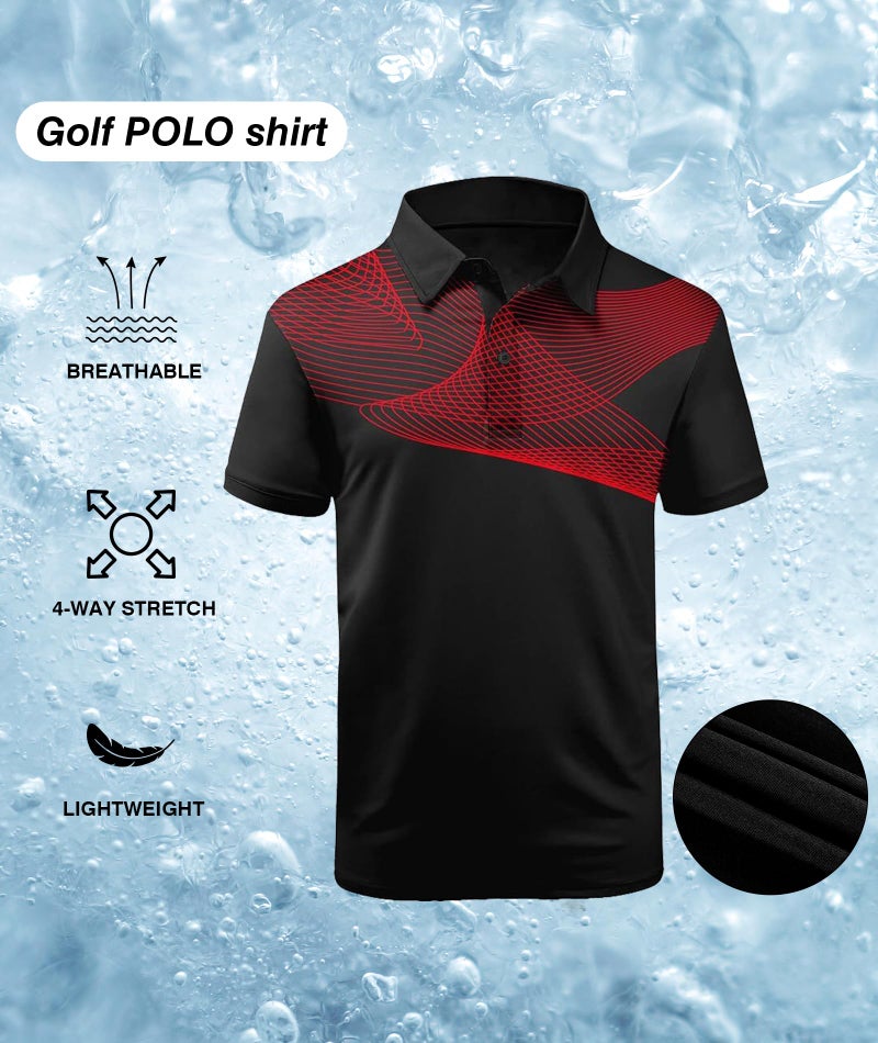 ZITY Golf Polo Shirts for Men Short Sleeve Athletic Tennis T-Shirt Red L - Image 5