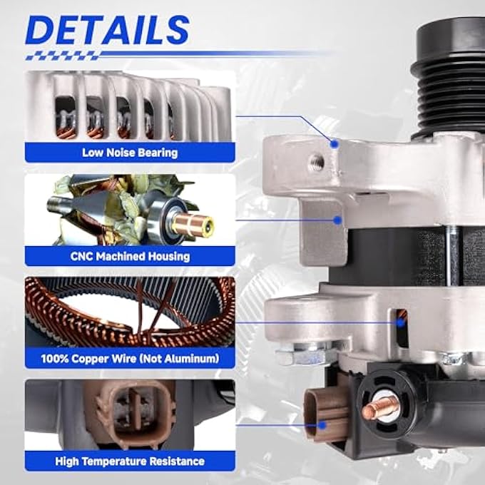 TSSLIIN High Output Alternator fit for-Lexus GS350 2007-2011 V6 3.5L, IS350 2006-2013 V6 3.5L, IS250 2006-2013 V6 2.5L, GS300 2006 V6 3.0L, 150Amp 12V, Upgrade Alternador Replacement OE 27060-31060 - Image 4