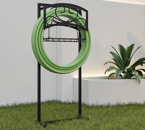 Kingson Freestanding Garden Hose Holder with Storage Basket HeavyDuty Black PowderCoated Steel Holds 150FT Hose Detachable Portable Design with Assembly Tools Ideal for Outdoor Use - Image 3