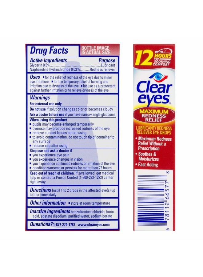 Clear Eyes Maximum Redness Relief Eye Drops | Relieves Drying, Burning & Irritations, 0.5 Fl Oz (Pack of 3) - Image 2