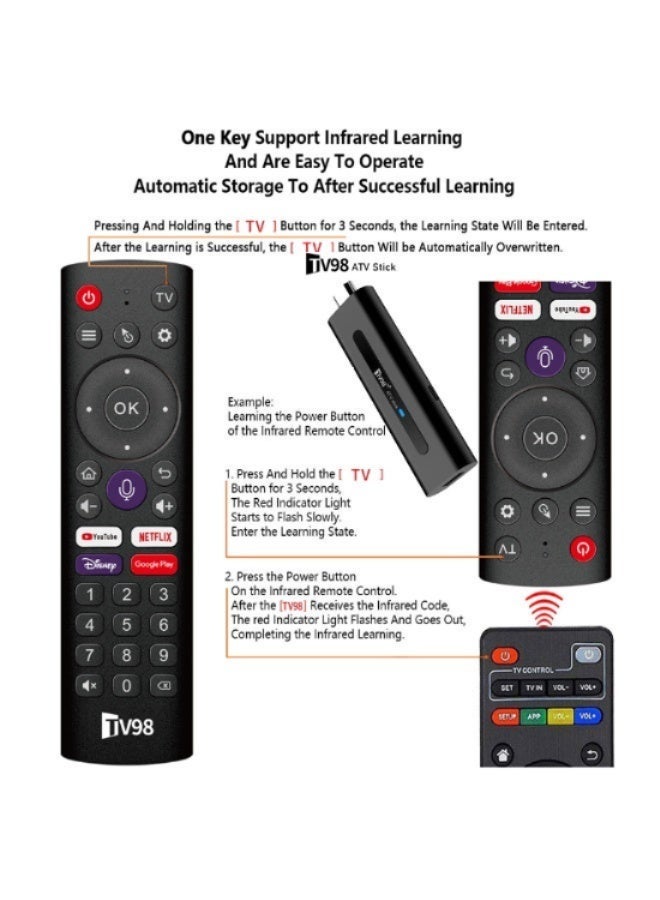تلفزيون جهاز استقبال تلفزيوني ذكي TV98 ATV بنظام أندرويد 14، يدعم دقة 8K، وترددات 2.4 جيجاهرتز و5 جيجاهرتز، وواي فاي مزدوج، وبلوتوث 5.0، وتقنية HDR10، وجهاز تحكم عن بعد صوتي، ومشغل وسائط Globe H313، وذاكرة 2 جيجابايت + 16 جيجابايت. - Image 2