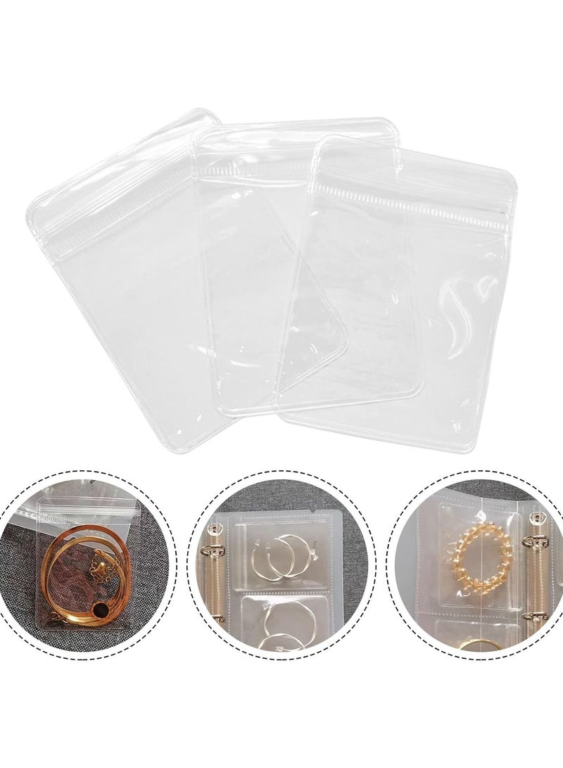 GGOOT Transparent Jewellery Storage Book - Jewelry Storage Book - Earring Holder Organizer Album with 50 Thicken PVC Bags, Travel Jewellery Earrings Storage Display Booklet Case Box (100 Card Slots)  - Image 2