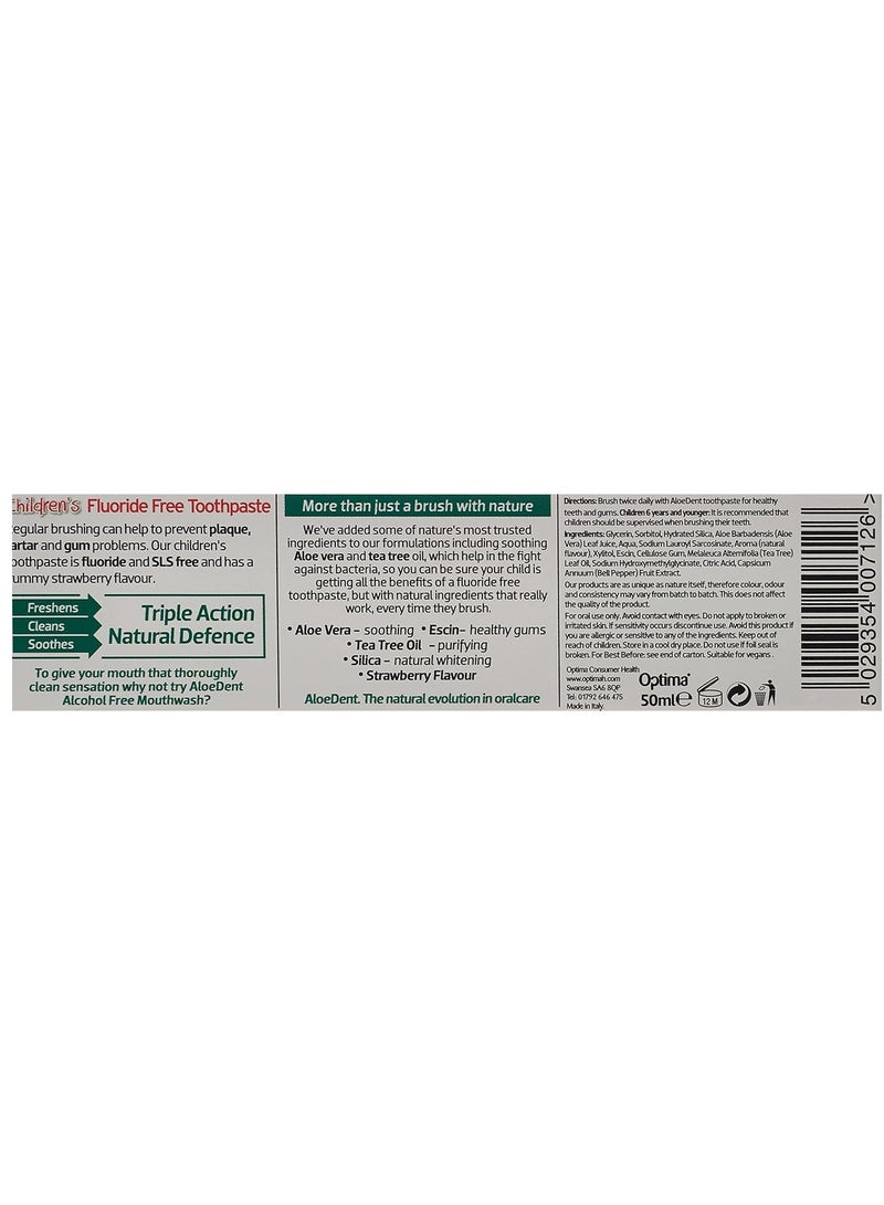 AloeDent Fluoride Free Strawberry Child Toothpaste 50grams - Image 4
