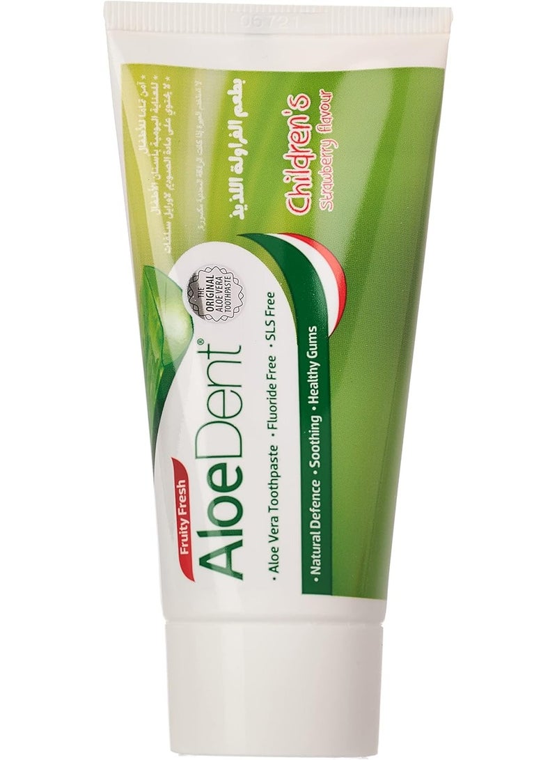 AloeDent Fluoride Free Strawberry Child Toothpaste 50grams - Image 1