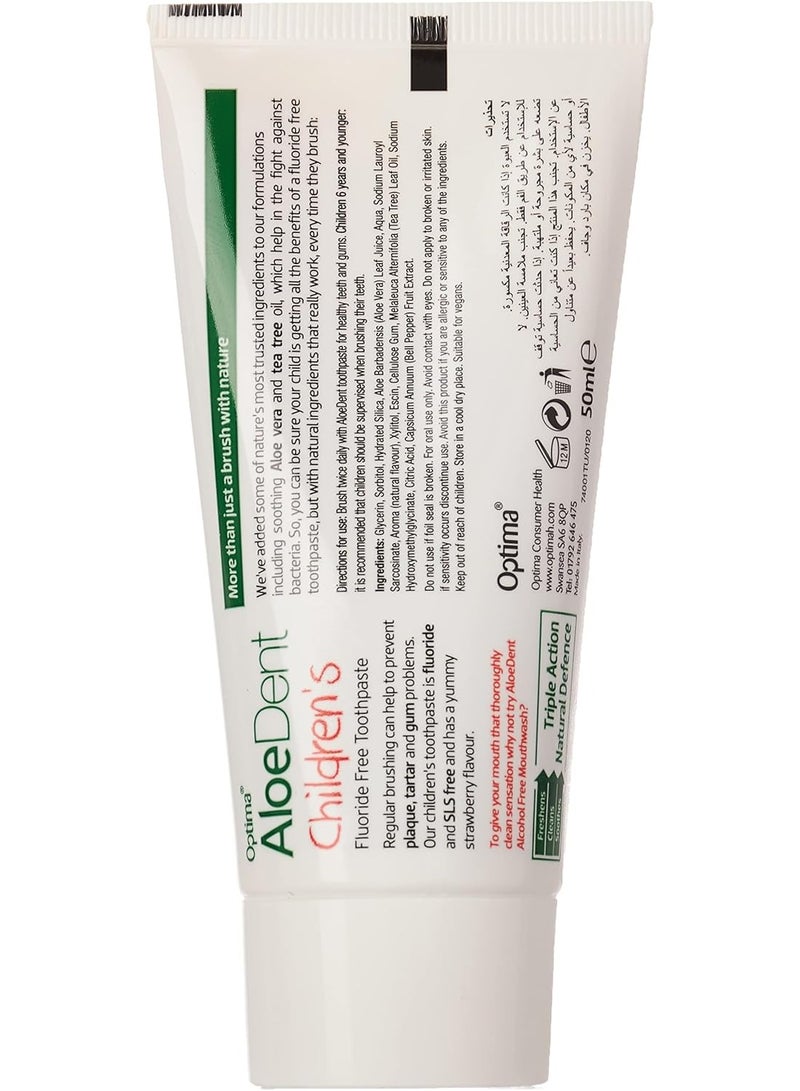 AloeDent Fluoride Free Strawberry Child Toothpaste 50grams - Image 2