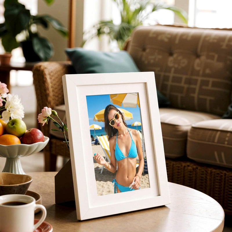 HappyHapi 5x7 Picture Frames Set of 10, White Picture Frames Display Pictures 4x6 with Mat or 5x7 Without, Tabletop or Wall Display, Multi Photo Frames Collage (White) - Image 4