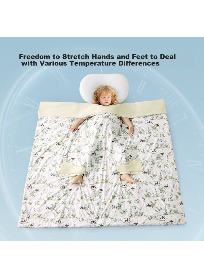 Ouyun Children's Anti-kick Blanket, Summer Cool Quilt, Baby Sleeping Bag, Summer Silk, Kindergarten Cool-feeling Air Conditioning Quilt, Cute Rabbit, 120×100 - Image 3