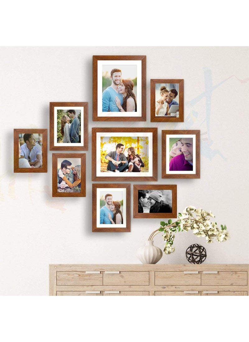 Art Street Art Street - Wall Essential photo frame set of 9 Brown Wall photo frame (Mix Size) 4 units 5x7, 3 units 6x8, 2 units 8x10  - Image 1