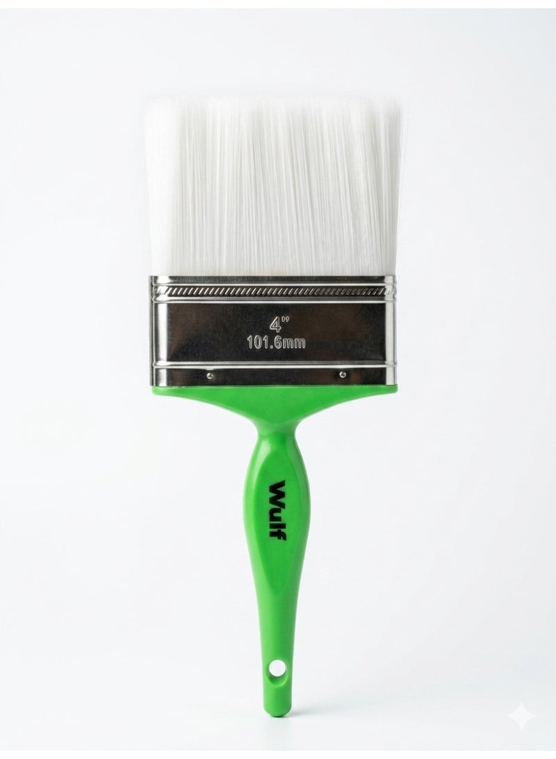 WULF 4-Inch Professional Paint Brush for Wall Painting, Wood Stain & Varnish with Durable Bristles and Ergonomic Handle for Home DIY Decoration & Industrial Painting - Image 1