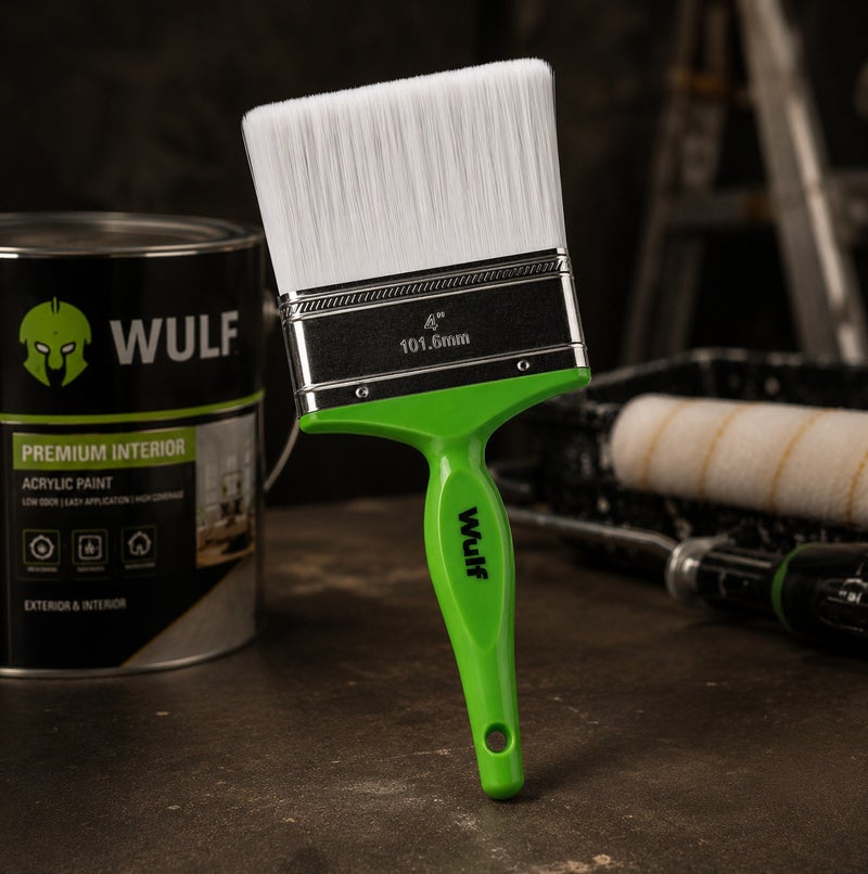 WULF 4-Inch Professional Paint Brush for Wall Painting, Wood Stain & Varnish with Durable Bristles and Ergonomic Handle for Home DIY Decoration & Industrial Painting - Image 5