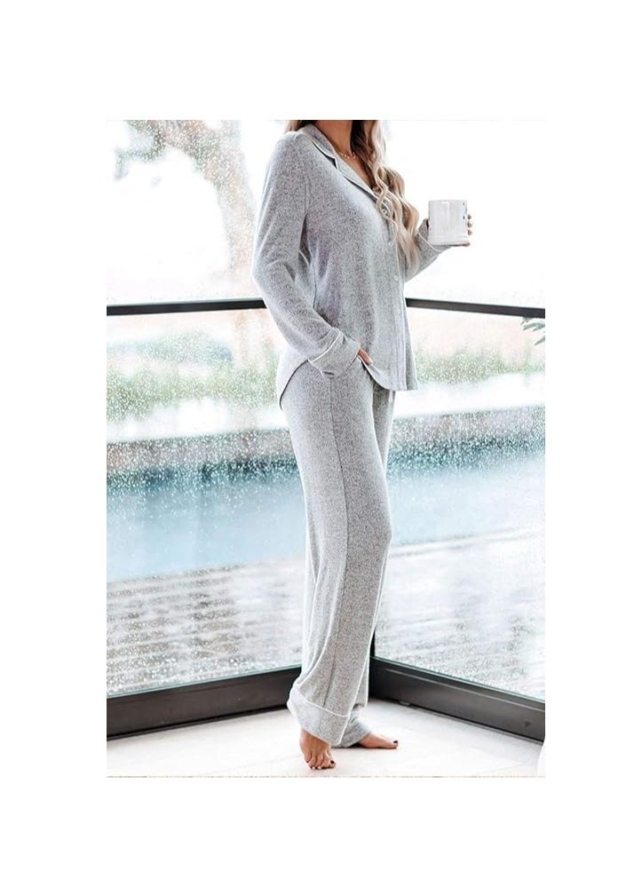 Generic - Women's Pajama Sets Long Sleeve Button Down Sleepwear Nightwear Soft Pjs Lounge Sets - Image 1