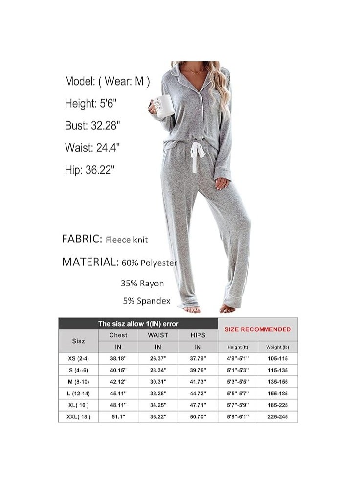 Generic - Women's Pajama Sets Long Sleeve Button Down Sleepwear Nightwear Soft Pjs Lounge Sets - Image 1