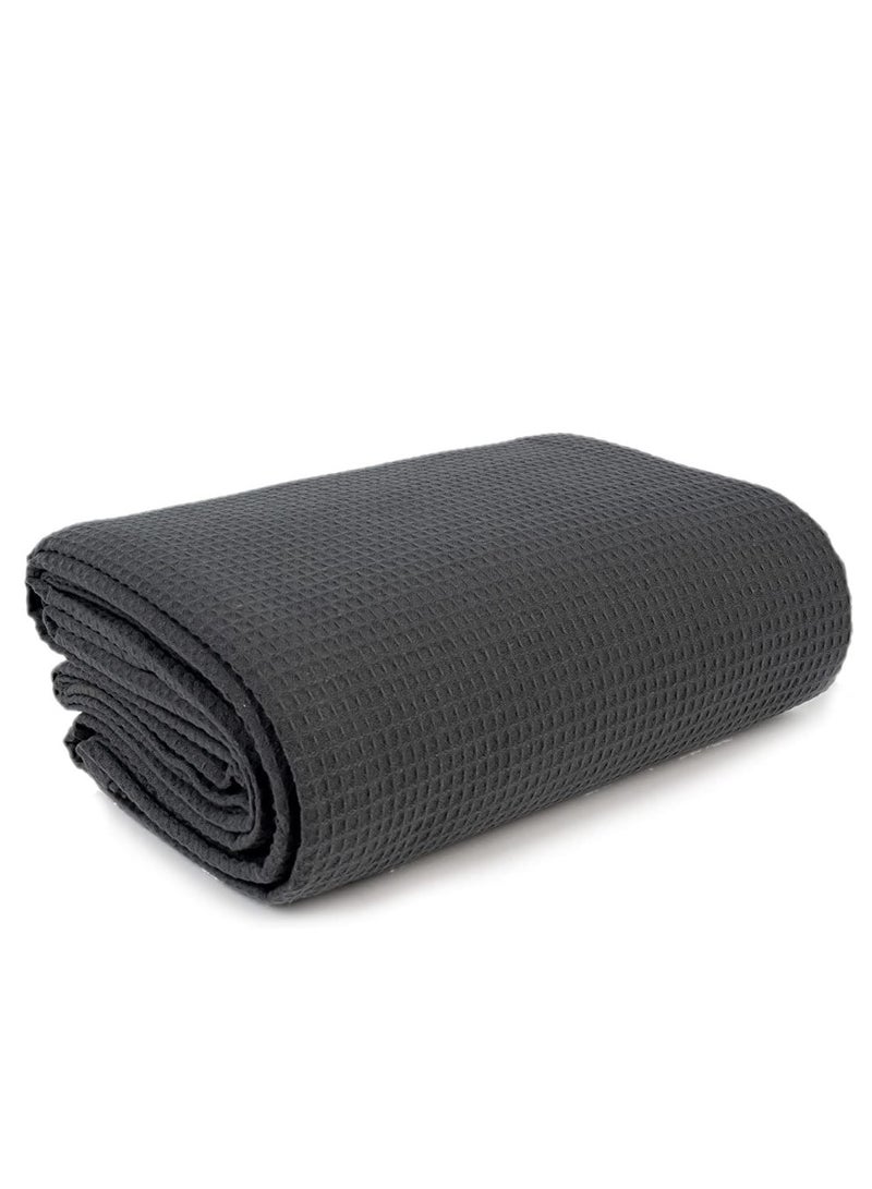 مفرش سرير مصنوع من القطن مقاس 180×250 سم لون رمادى غامق  - Image 2