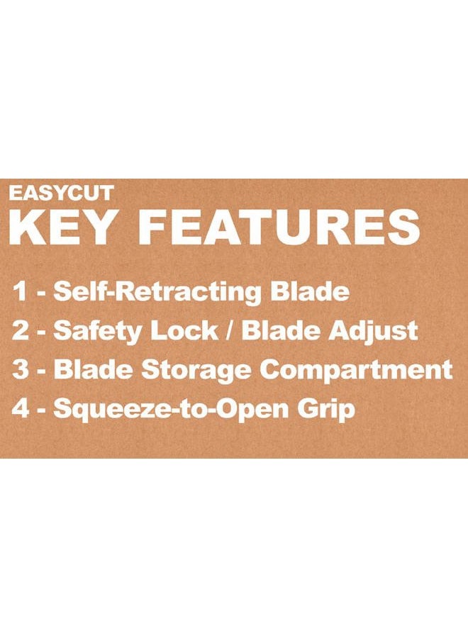COSCO 091508 Easycut Cutter Knife w/Self-Retracting Safety-Tipped Blade, Black/Blue - Image 5