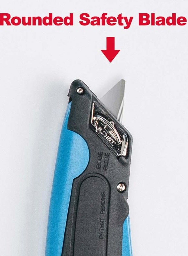 COSCO 091508 Easycut Cutter Knife w/Self-Retracting Safety-Tipped Blade, Black/Blue - Image 3