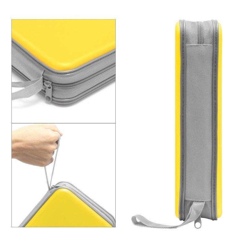 Siveit CD Case Holder, 80 Capacity CD/DVD Case Holders Wallet Hard Plastic CD DVD Disc Cases Storage Binder for Car Home Office Travel (Yellow) - Image 3